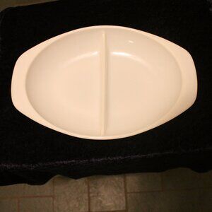 Vintage Pyrex Oval Milk Glass Divided Dish